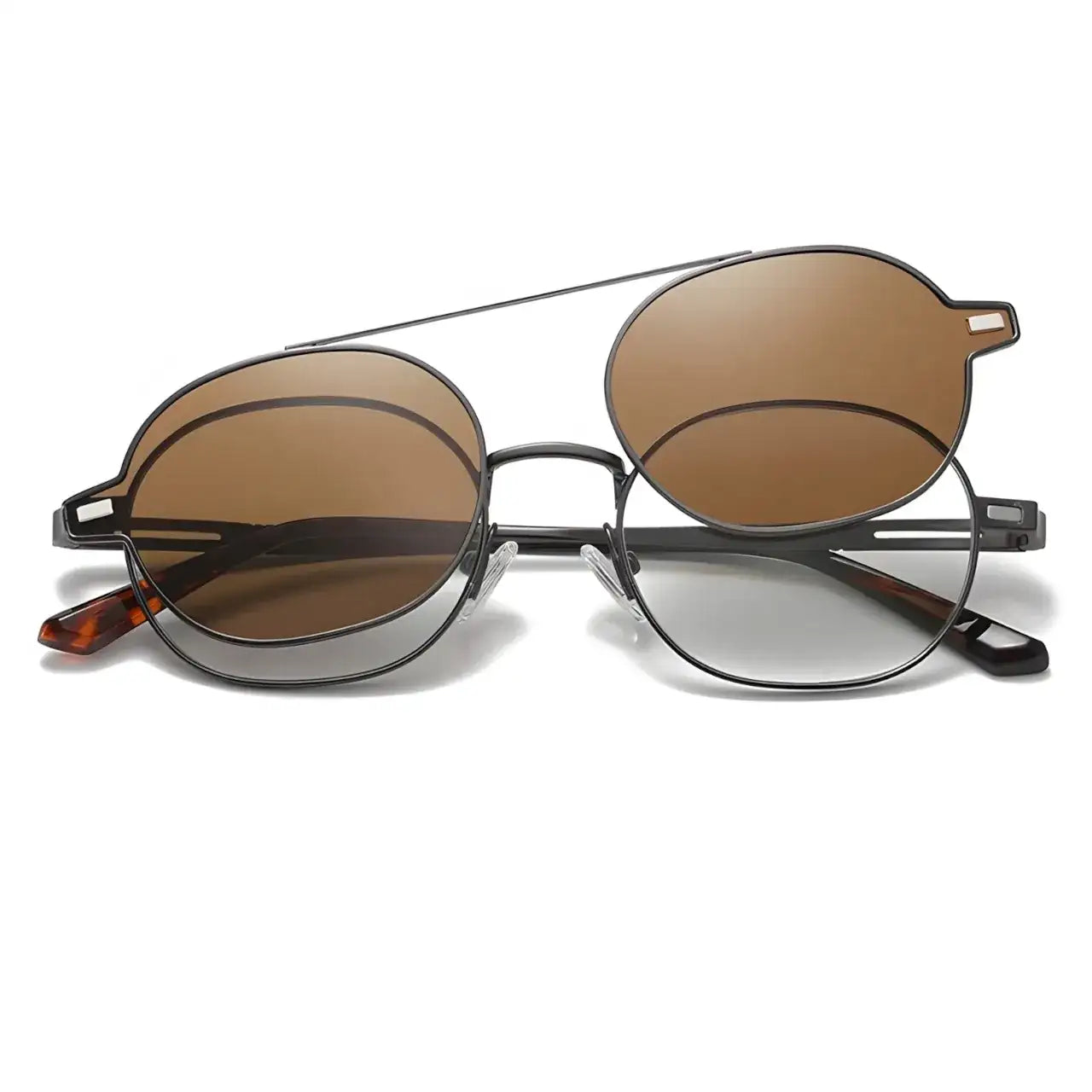 Sahu Gray-Brown-2 - Óculos Clip-On / Gafas Clip-On / Clip-On Glasses