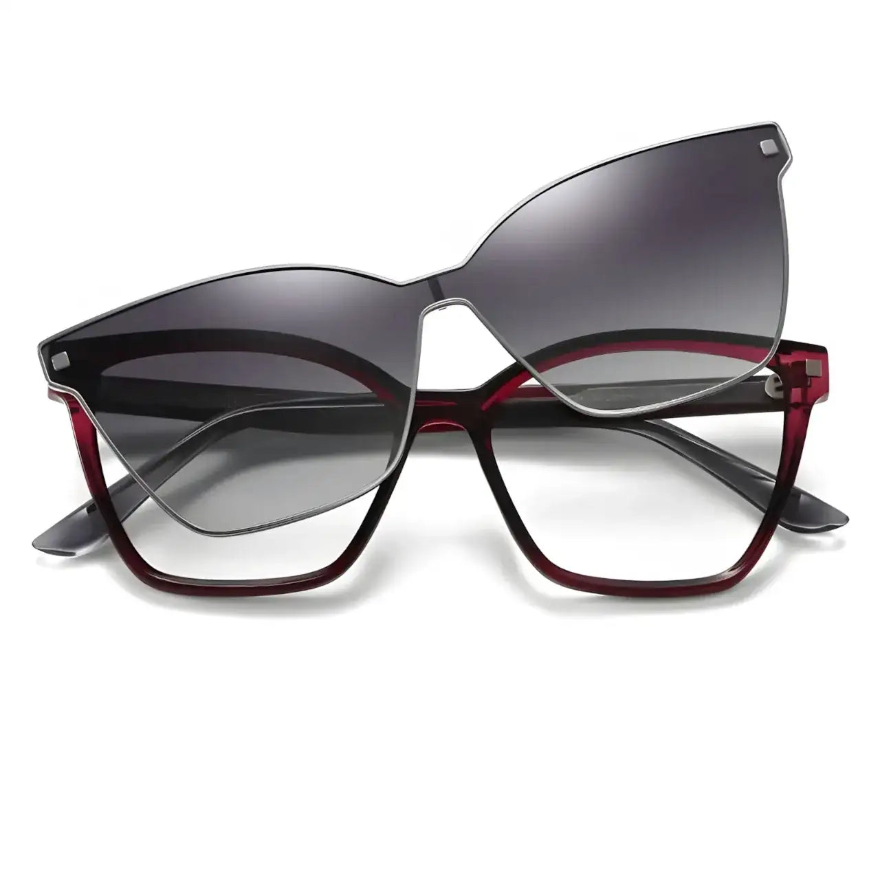 Yamada Silver-Red-2 - Óculos Clip-On / Gafas Clip-On / Clip-On Glasses