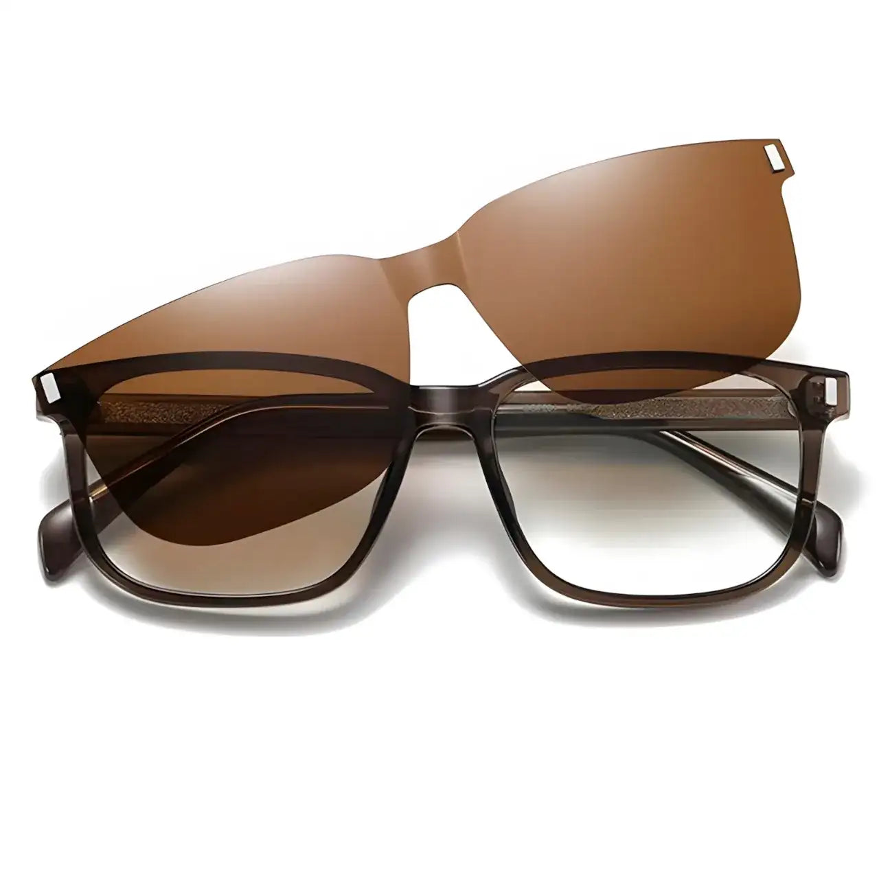 Liao Brown-2 - Óculos Clip-On / Gafas Clip-On / Clip-On Glasses